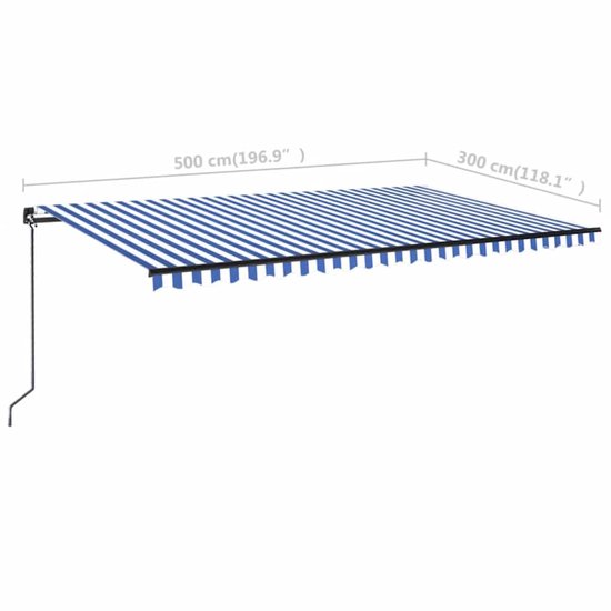 vidaXL Auvent avec LED 500x300 cm - Blauw et Wit