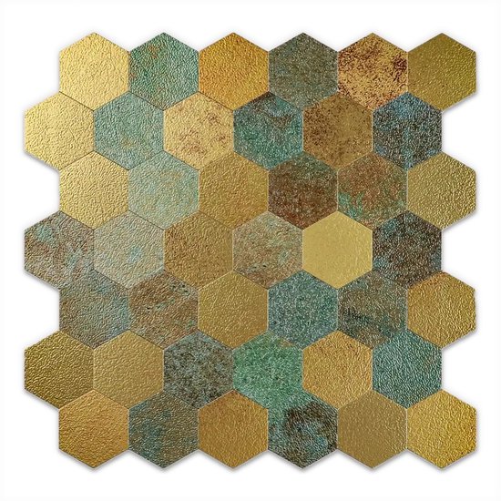 Mosaïque autocollante Hexagone Cuivre Patiné