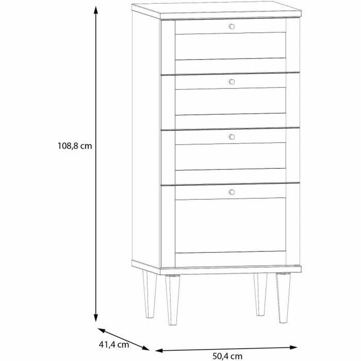 Ladekast - CALASETTEA - 4 laden - Eiken decor - 50,4 x 41,4 x 108,8 cm