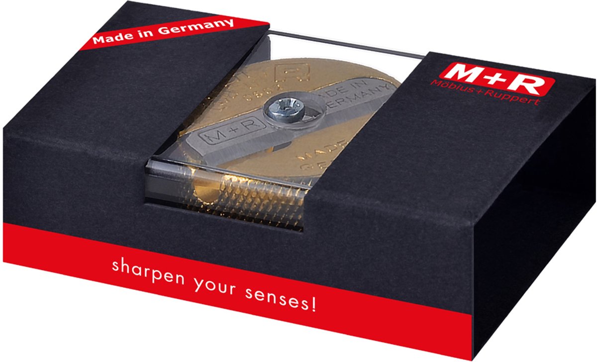 M+R dubbele-puntenslijper, van messing, rond, in cadeauverpakking - MR-06020000