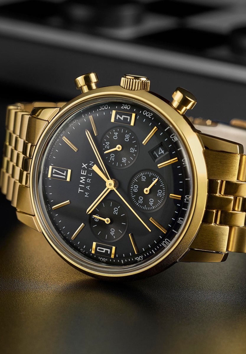 Timex Marlin® Quartz Chronograph Kwarts Analoog Horloge Gouden Toon Case: 100% Stainless Steel | Armband: 100% Stainless Steel 40 mm TW2W59900AJ, TW2W60000AJ, TW2W60200AJ