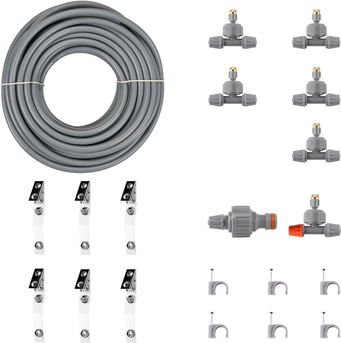 Bradas White Line tuinwatermist set – 7,5 m – Terrasverkoeling – Inclusief nozzles en bevestiging – Verlaagt temperatuur tot 12°C