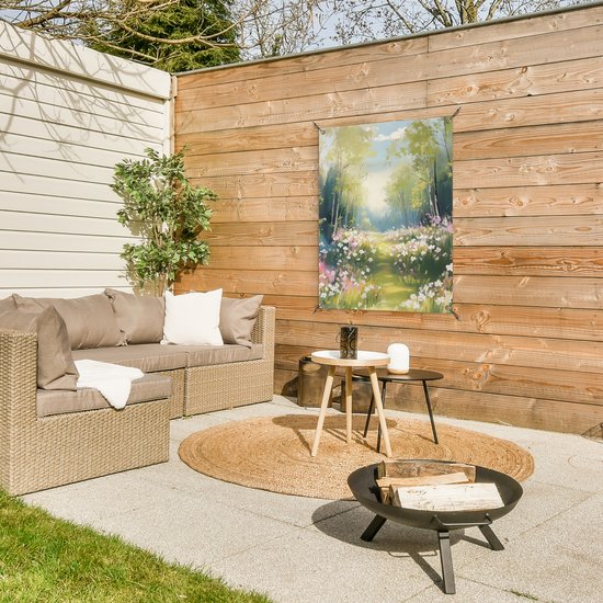 Affiche de jardin 60x80 cm - Décoration de jardin Forêt - Style peinture - Colorée - Affiche pour le jardin - Décoration extérieure - Tableau de jardin clôture - Décoration murale sur toile de jardin - Décoration murale sur toile de balcon