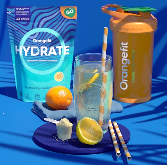 Orangefit Hydrate Elektrolytenpoeder - 300gr (40 porties) - Sportwater Met Citroensmaak - BCAA & Elektrolytes - Sportdrank Poeder van Merkloos — afbeelding 2