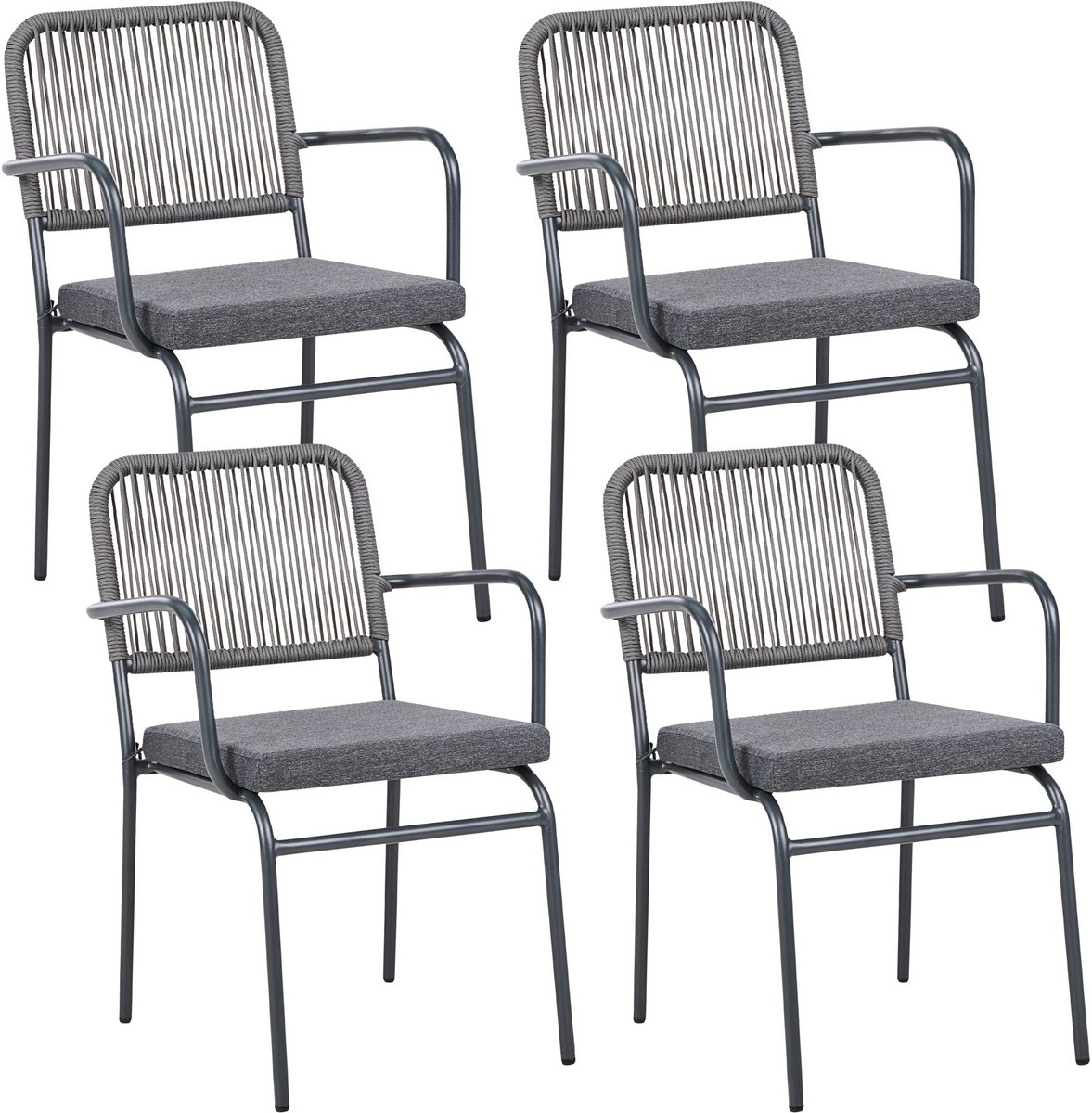 BELIANI TACENO - Tuinstoel set van 4 - Grijs - Metaal/Aluminium