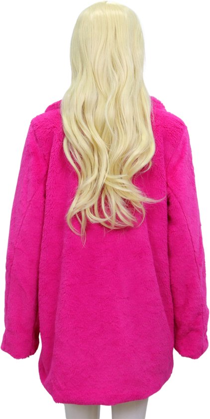 Manteau en fausse fourrure rose Joya Kids pour Adultes | Manteau de Bont pour femme | Mauvais manteau de fourrure de proxénète | Chaud et doublé | Avec Boutons-pressoirs et poches | Déguisements | Costume d'Halloween et de Carnaval | Taille L