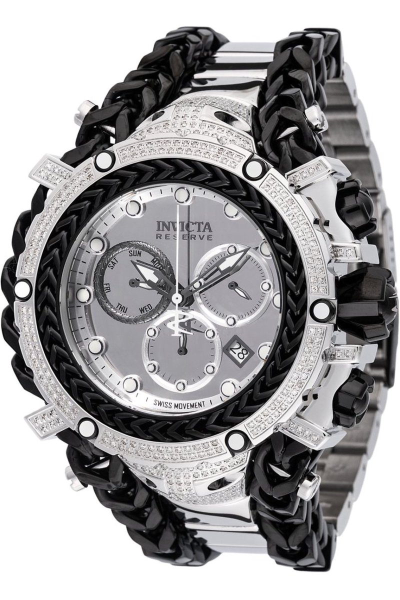 Invicta Gladiator 48417 Heren Horloge - Waterdicht - Analoog - Quartz Uurwerk - Roestvrij Staal met zilveren Wijzerplaat - 58mm - Met 416 diamanten