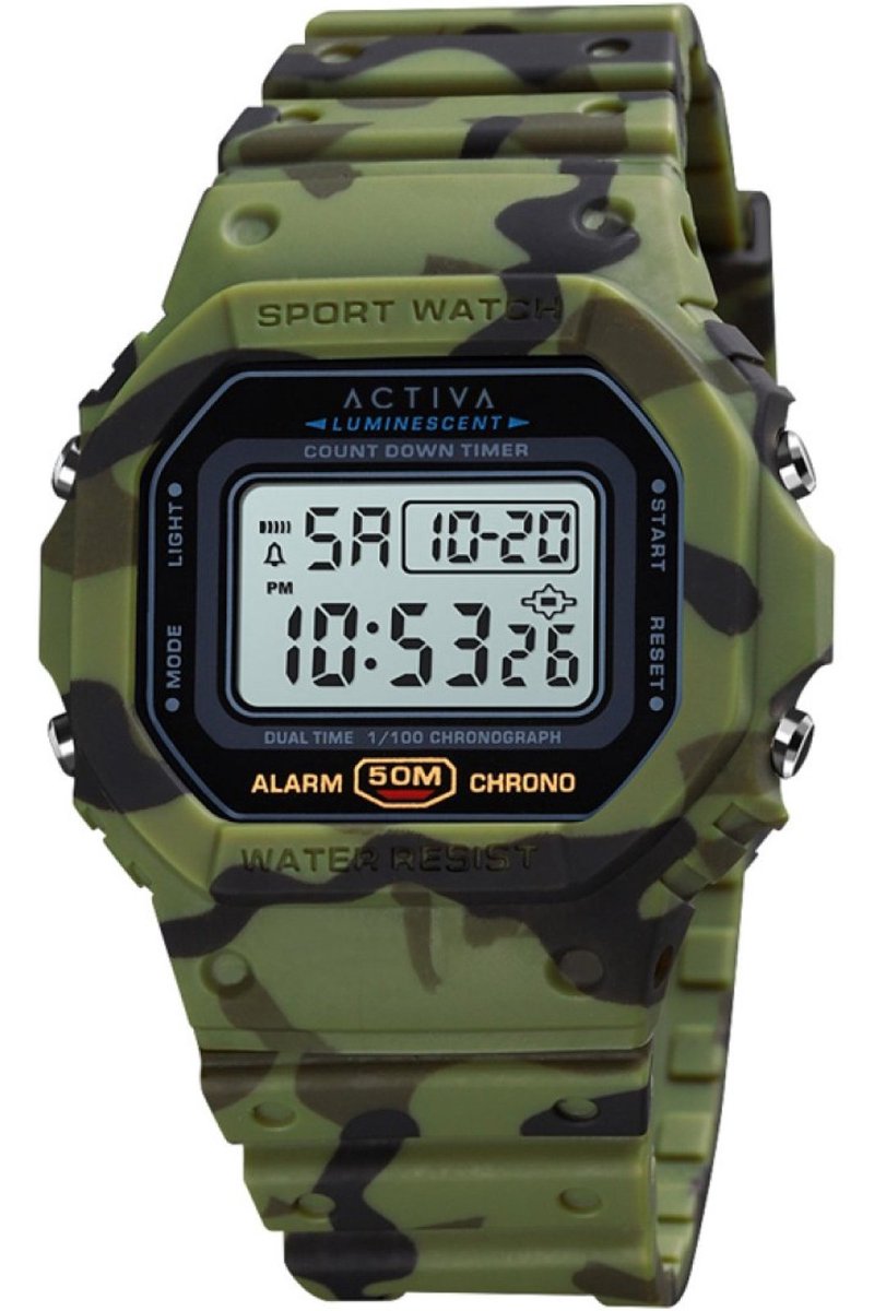 Activa x Invicta Digital ACW1628-003 Heren Horloge - Waterdicht - Digitaal - Quartz Uurwerk - Plastic met zwarte Wijzerplaat - 49mm
