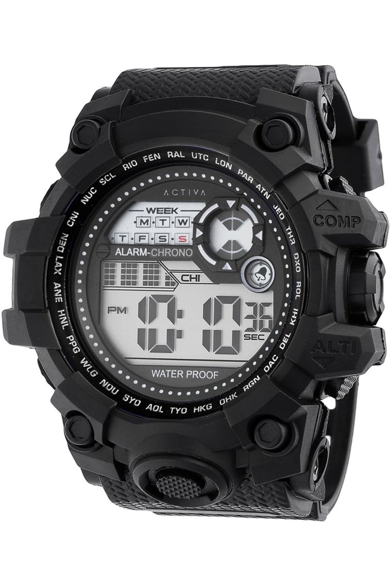Activa x Invicta Digital ACW430-005 Heren Horloge - Waterdicht - Digtaal - Quartz Uurwerk - Plastic met zwarte Wijzerplaat - 52mm
