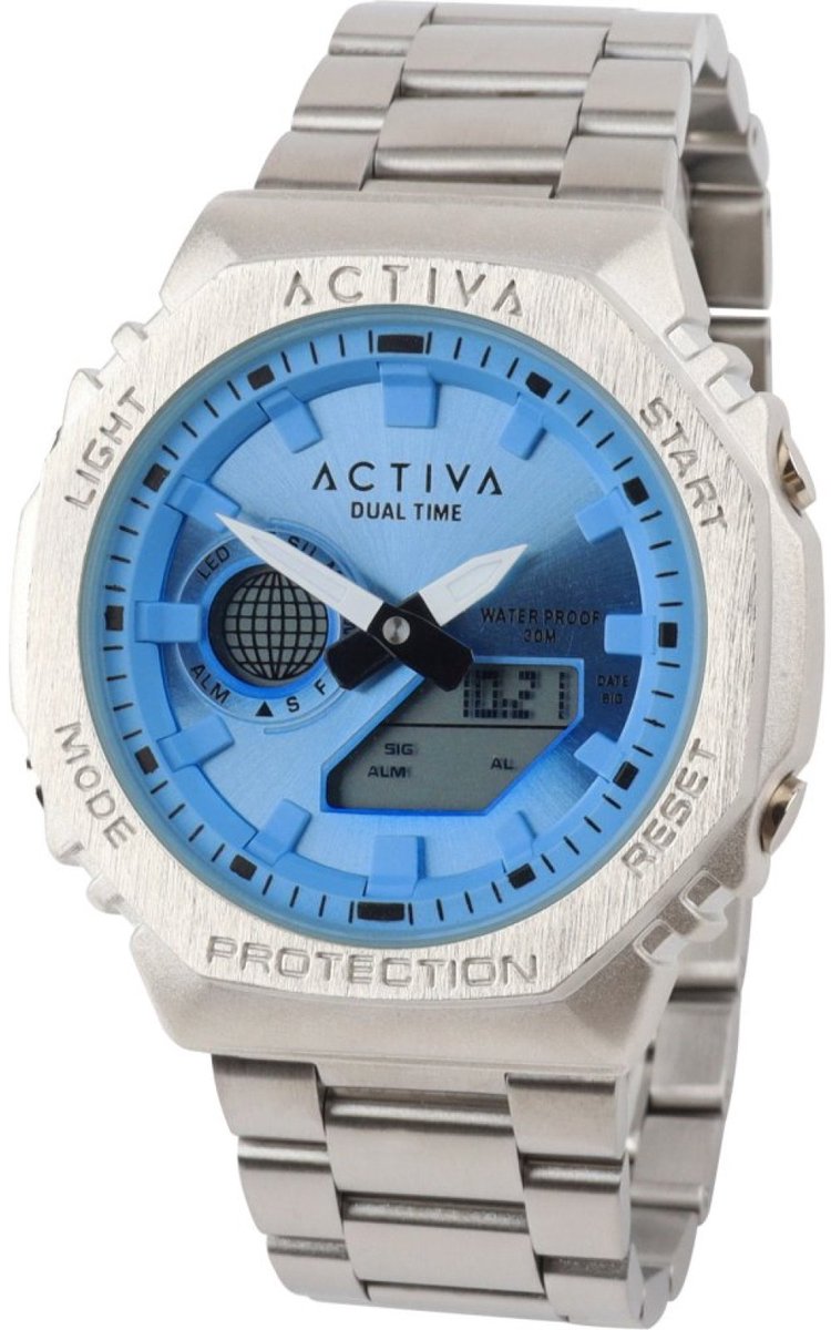 Activa X Invicta DIGITAL ESSENTIALS ACWM423-004 Heren Horloge - Waterdicht - Digitaal - Quartz Uurwerk - met blauwe Wijzerplaat - 45mm
