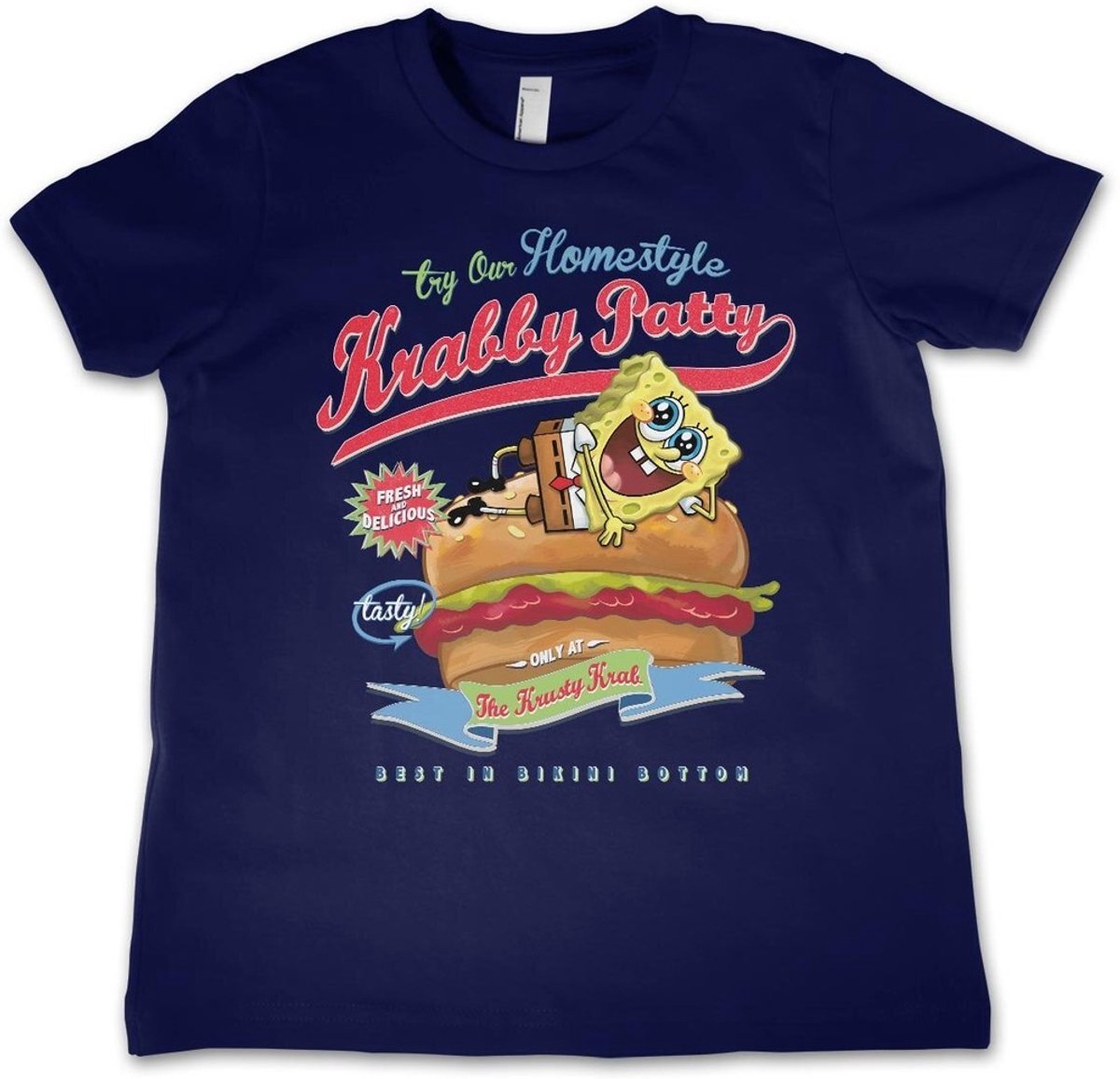 Spongebob Homestyle K-rab-ontwerp van Patty Kids T-shirt Navy