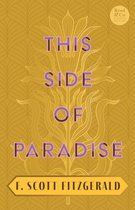 Boekcover van 'This Side of Paradise' met gouden art deco achtergrond en paarse tekst.