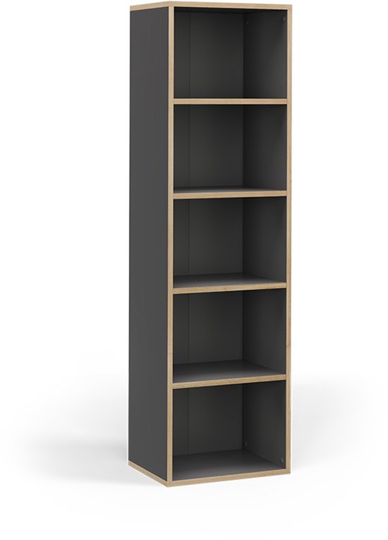 Bibliothèque Vicco Tetrix – 40 x 140 cm avec 5 compartiments, anthracite
