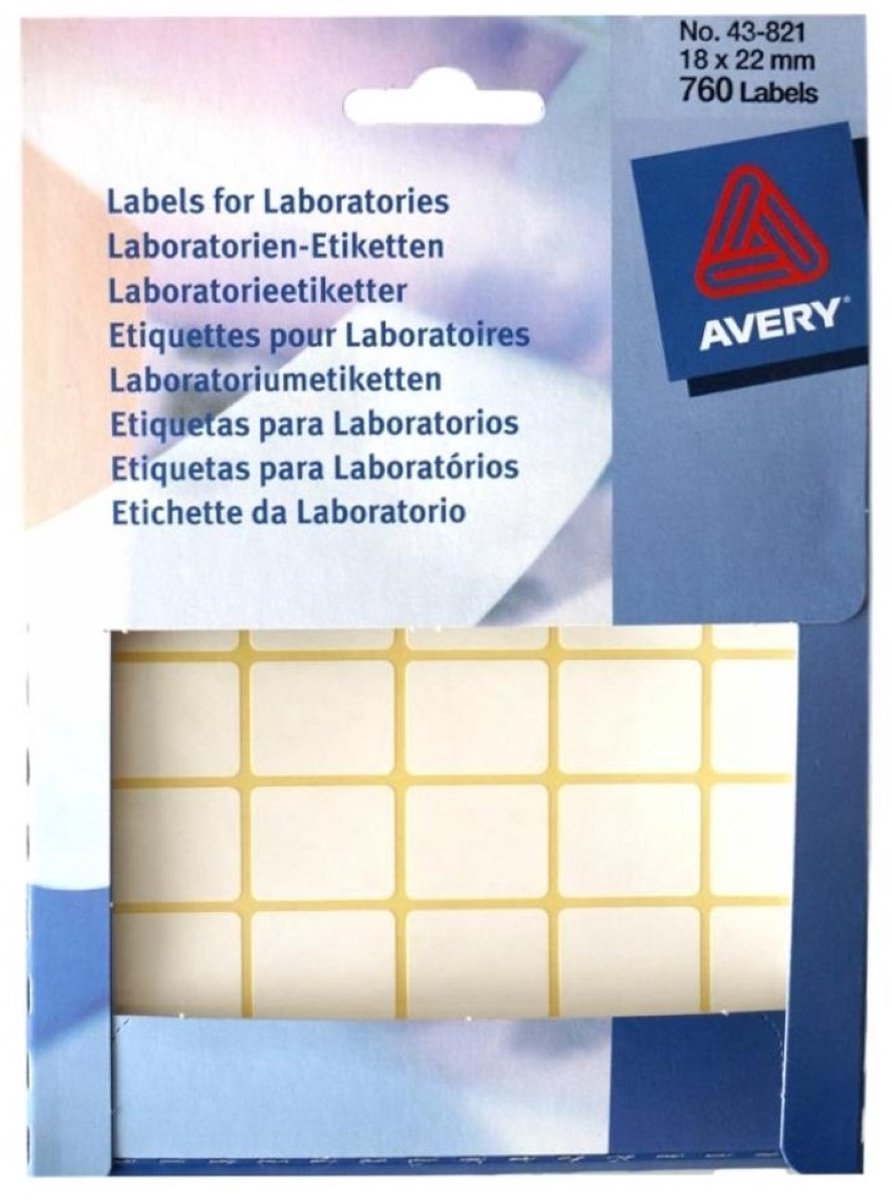 Universele laboratoriumetiketten ondoorzichtig 18x22mm wit 760 stuks