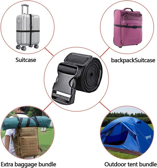 2-pack golfkarren, trolleys, tasriemen, banden, sluitingen, riembevestiging en snelsluitingen, slaapzakriemen - verstelbare en duurzame bagage, kofferriemen, kerstboomriemen, voor opslag — afbeelding 5