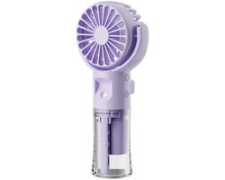 Draagbare handzame mistventilator - Mini draagbare oplaadbare ventilator - Draagbare ventilator met 4 snelheden - USB oplaadbare ventilator - Geschikt voor buiten, kantoor, kamperen, reizen, accessoire (Paars)