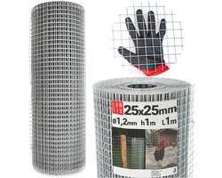 LUN FIX - Volierendraht - verzinkt staal - 25x25 - Ø 1,2 mm - 1m x 1m - konijnen draad, draadgaas, lasgaas, muizengaas voor de tuin, gaashek