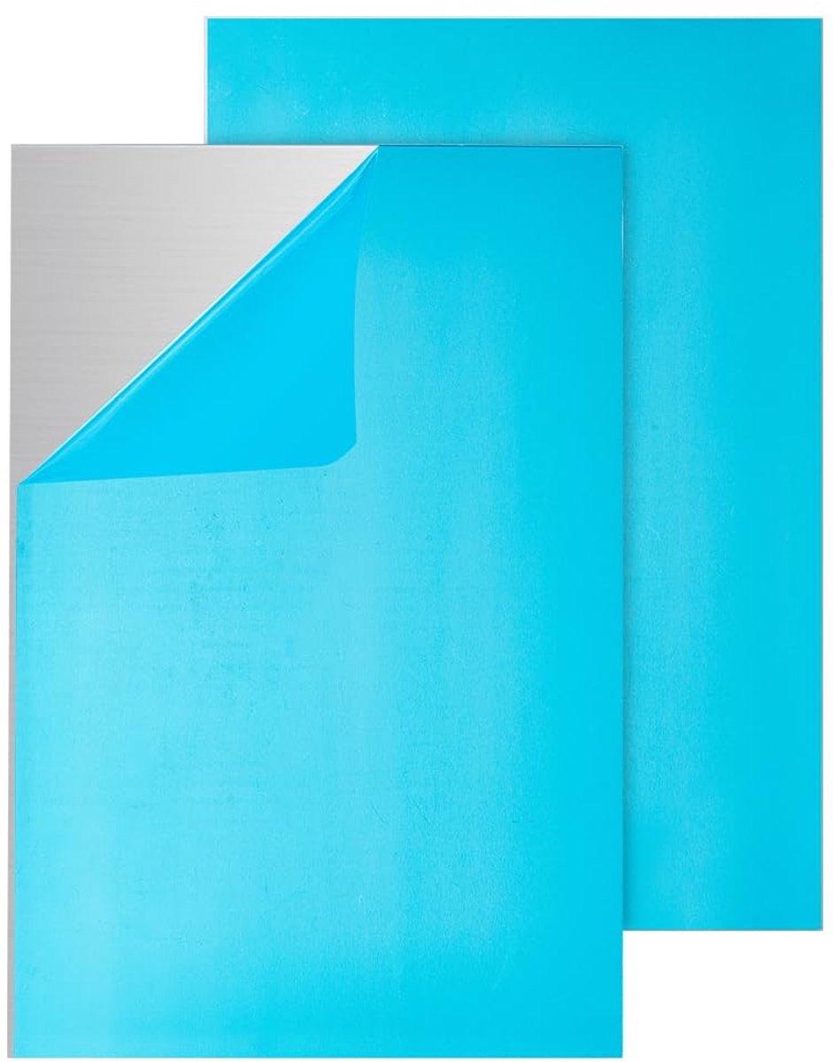Aluminium plaat 20 x 30 cm - 2 stuks, 1,5 mm dik - Robuust en beschermd met folie voor decoratie en constructie