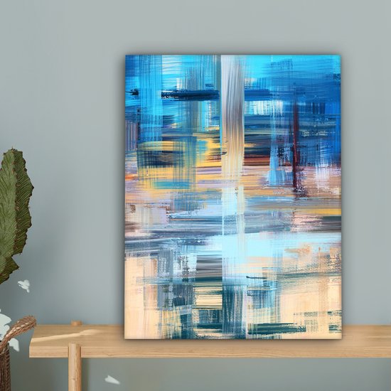 Toile - Peinture - Abstrait - Couleurs - Blauw - Peinture à l'huile - 30x40 cm - Décoration d'intérieur - Décoration Décoration murale