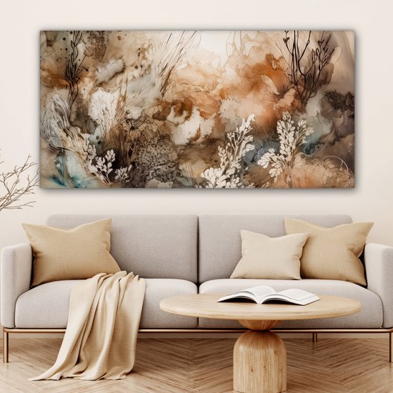 Peinture sur toile 160x80 - Art Fleurs - Accessoires de décoration de chambre - Peintures de salon - Décoration murale de chambre - Décoration murale murale de cuisine - Toile murale d'intérieur - Décoration de maison - Tableaux abstraits