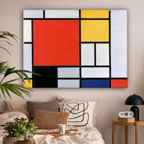 Toile Peinture Art - Mondrian - Maîtres Anciens - 160x120 cm - Décoration murale XXL