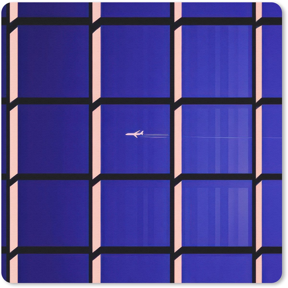 Muismat 30x30 cm - Mousepad Vliegtuig - Ruiten - Blauw - Rechthoekig - Muismatten