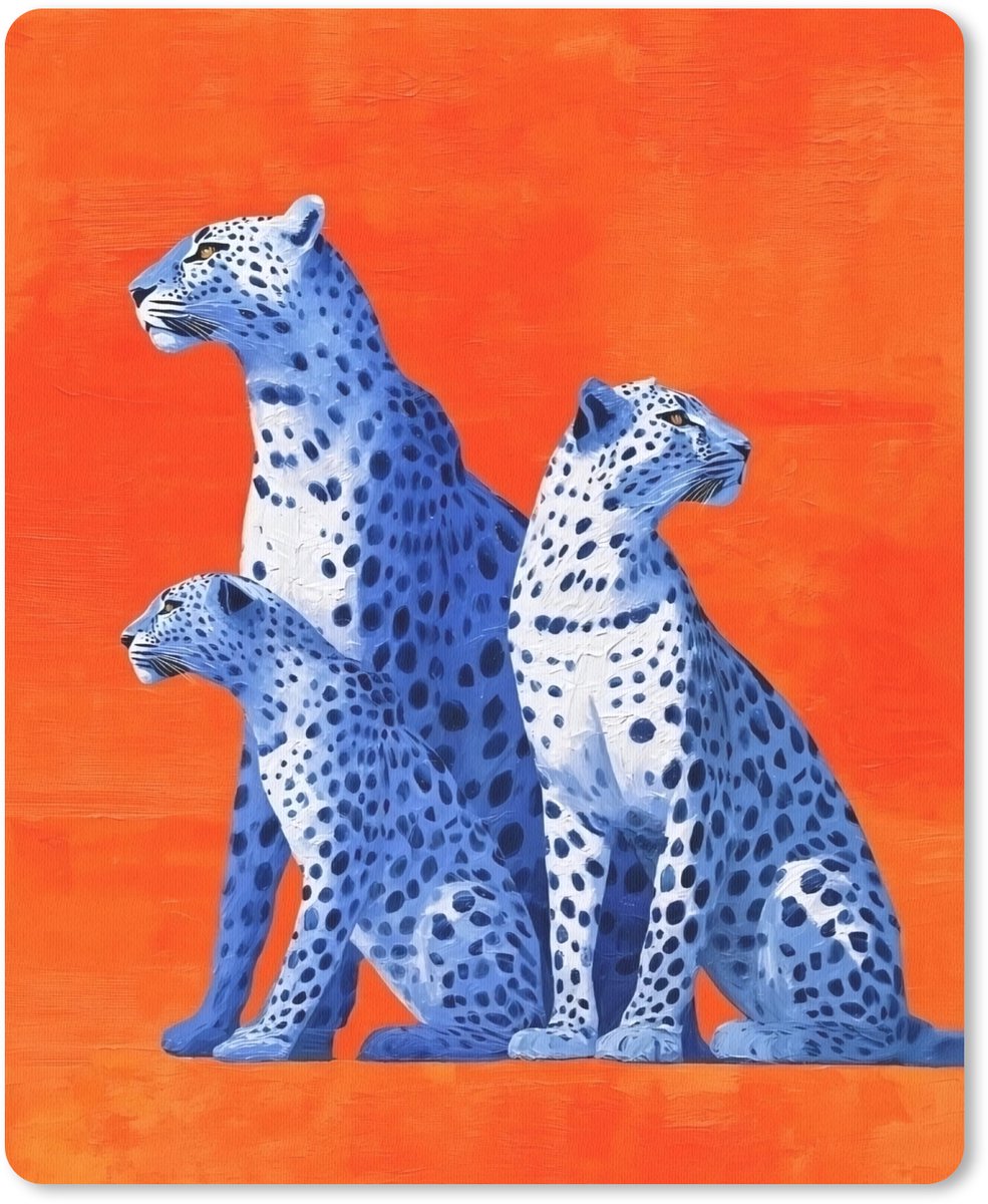 Muismat 19x23 cm - Mousepad Luipaarden - Stippen - Oranje - Muismatten