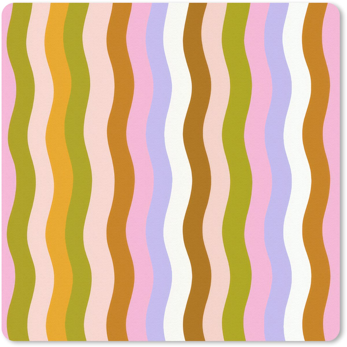 Muismat 30x30 cm - Mousepad lijnen - Golven - Pastelkleuren - Patroon - Muismatten