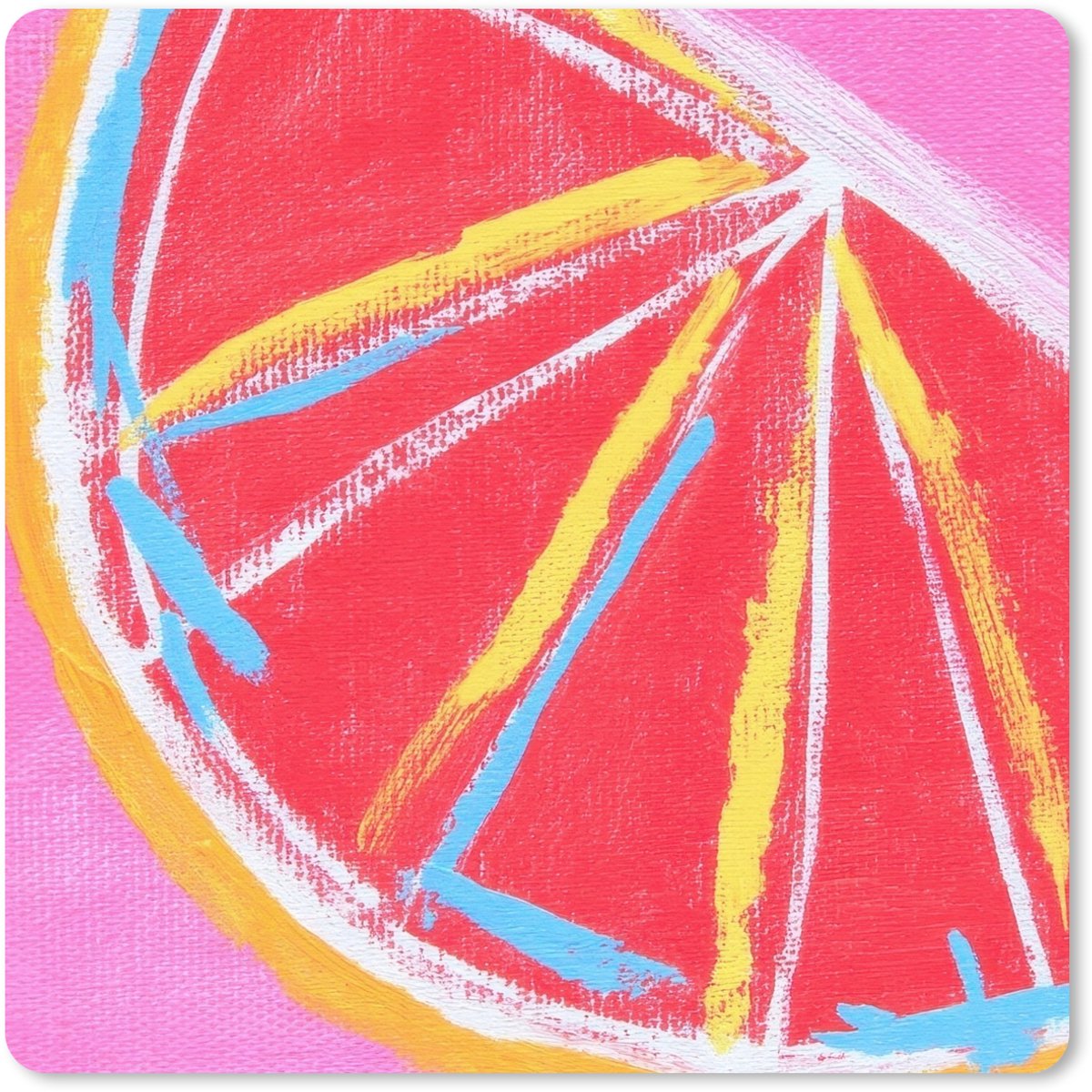 Muismat 30x30 cm - Mousepad Grapefruit - Geschilderd - Roze - Strepen - Muismatten