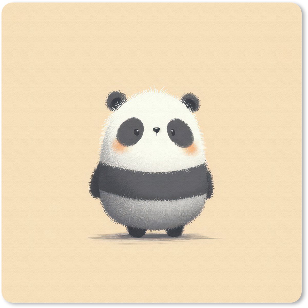Muismat 20x20 cm - Mousepad Panda - Beige - Minimalistisch - Muismatten