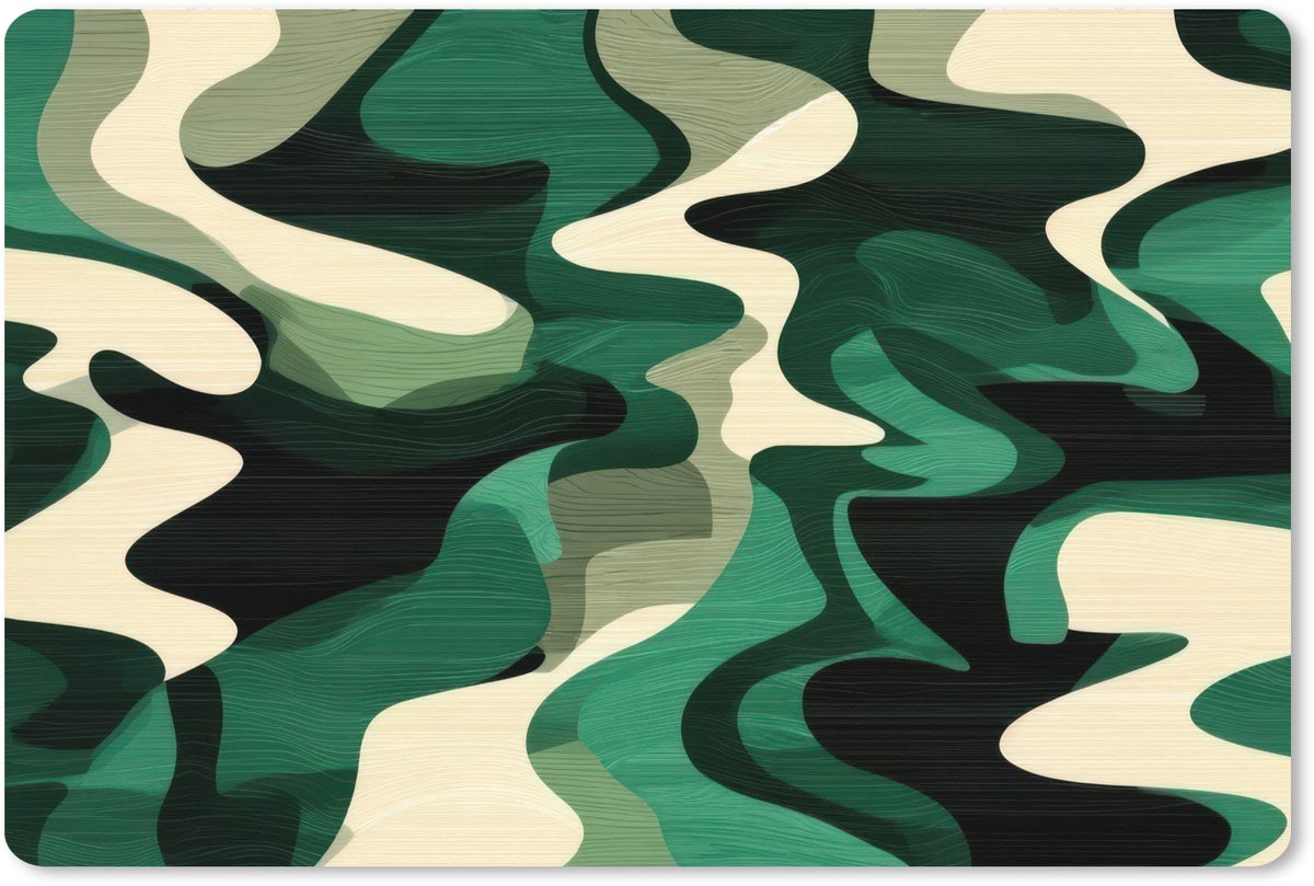Muismat XXL 120x80 cm - Bureau onderlegger - Bureau mat Abstract - Camouflage - Groen - Bureaumat - Gaming mousepad xl - Bureaulegger groot - Computer deskmat