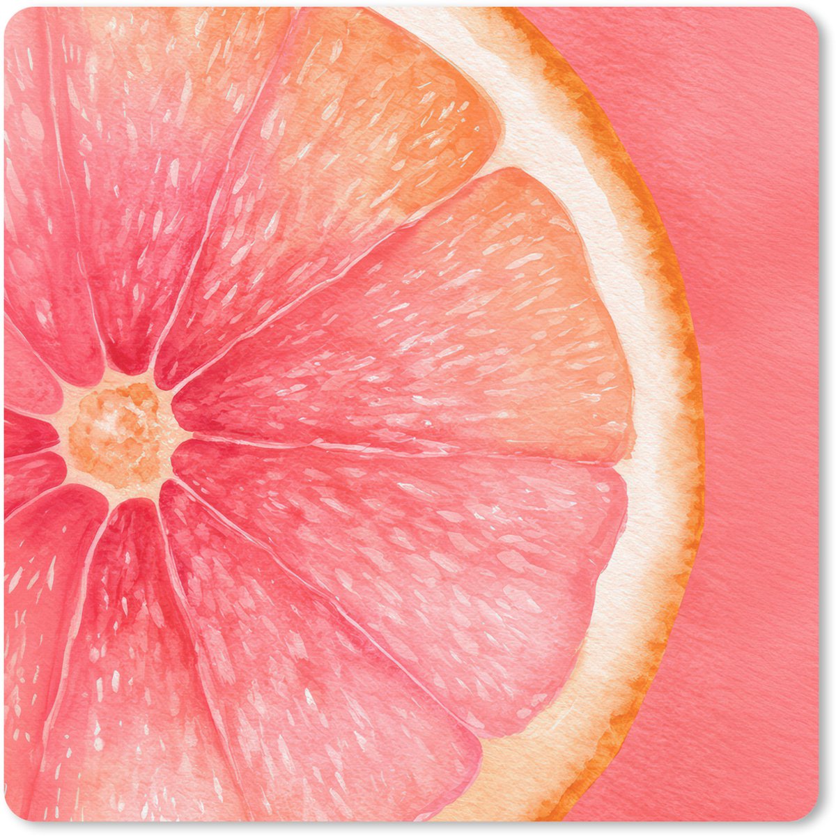 Muismat 30x30 cm - Mousepad Grapefruit - Roze - Levendig - Muismatten
