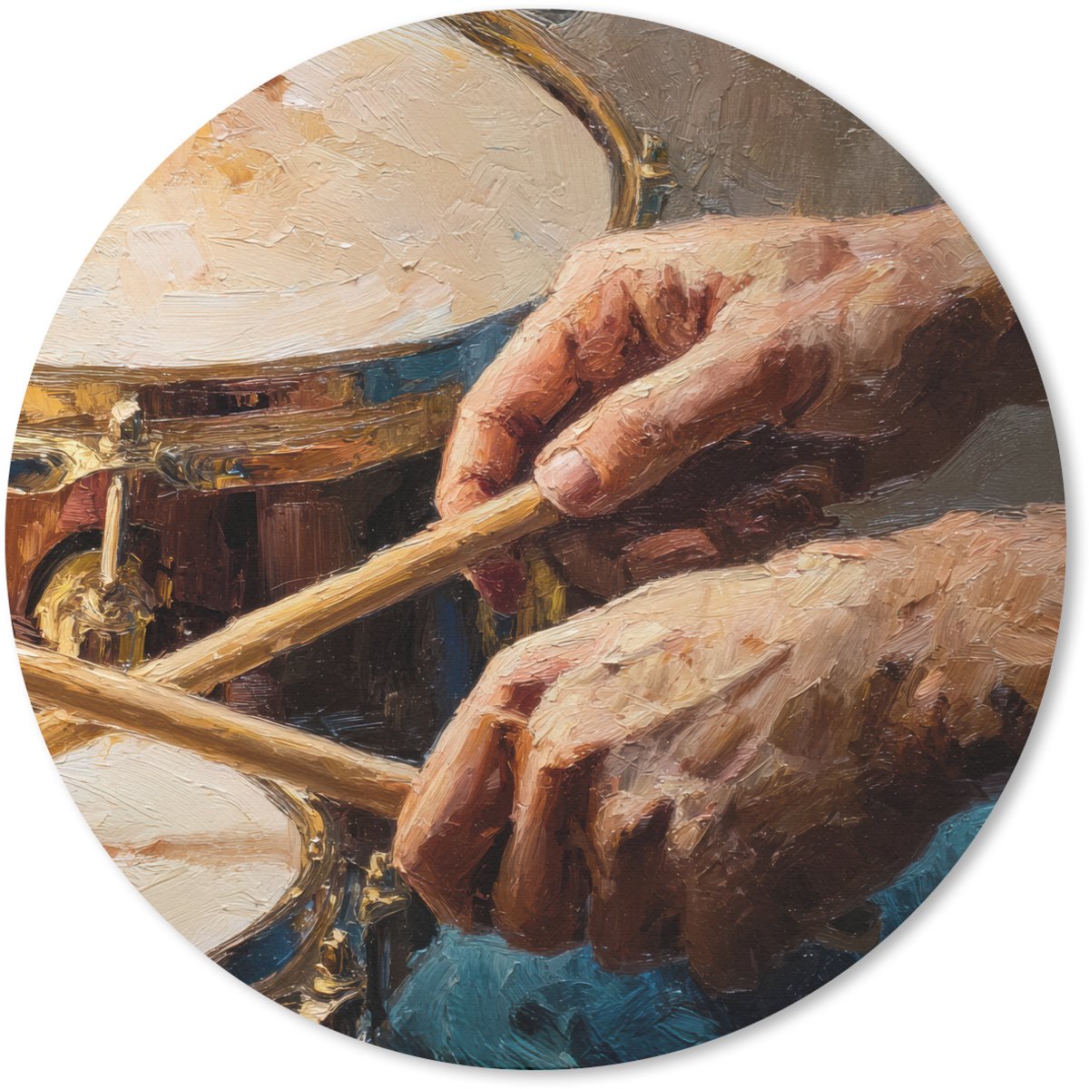 Muismat rond 50x50 cm - Mousepad Drumstokken - Olieverf - Man - Ronde muismatten