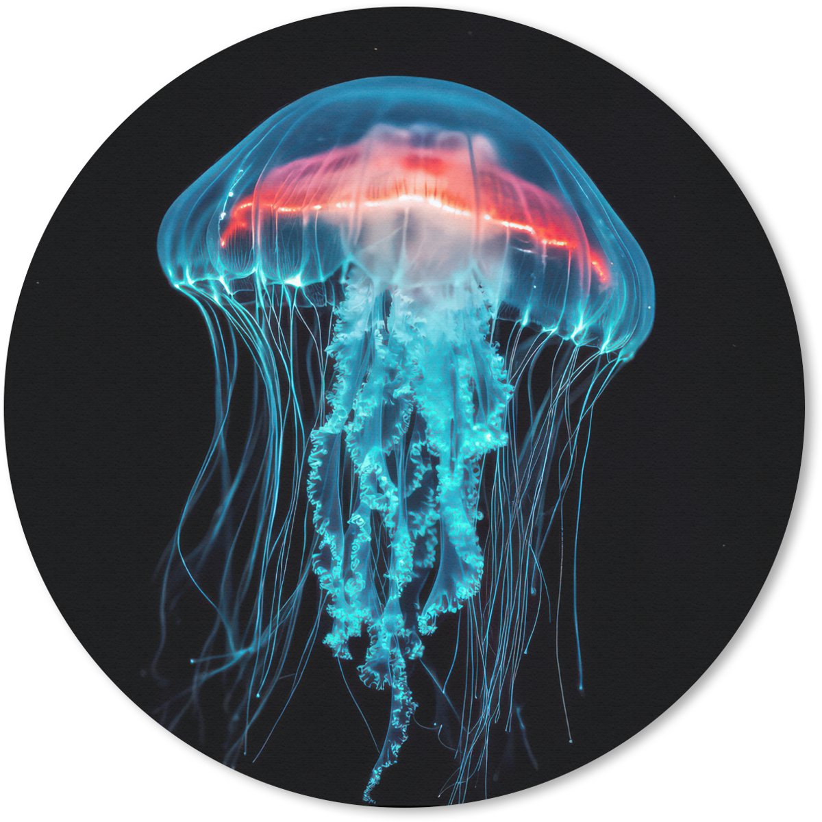 Muismat rond 30x30 cm - Mousepad Kwal - Tentakels - Blauw - Licht - Ronde muismatten