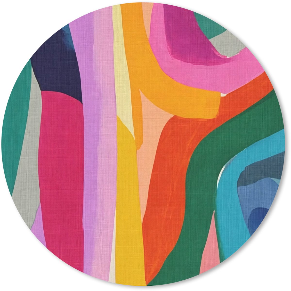 Muismat rond 20x20 cm - Mousepad Abstract - Kleurrijk - Golven - Lijnen - Ronde muismatten
