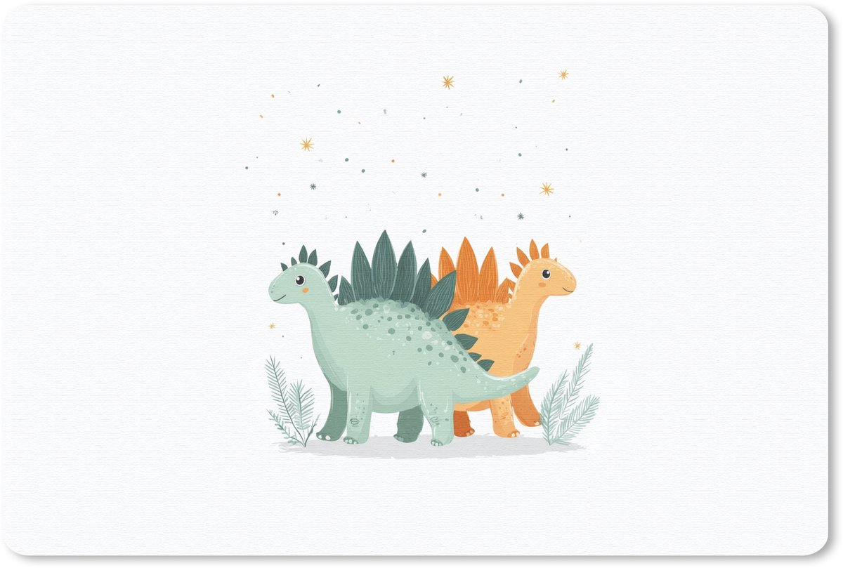 Muismat 27x18 cm - Mousepad Planten - Sterren - Dinosaurussen - Oranje - Muismatten