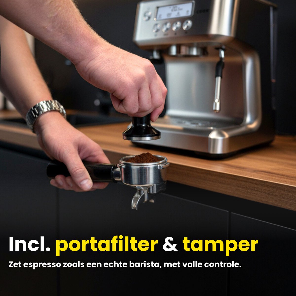 Espressomachine Pro 20 Bar - Piston Koffiemachine Melkopschuimer RVS - Instelbare Extractietemperatuur - Pistonmachine Espresso, Cappuccino & Latte - 2,2 Liter Waterreservoir - COOK-IT — afbeelding 7