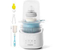 Vulpes Goods® BabyCare - Flessenwarmer - 10in1 - Verwarmt zeer snel - Warmhouden 24u, Ontdooien & Steriliseren - Flesverwarmer met Nachtlamp - Sterilisator met Stoomkap - Incl. Schoonmaakset - Fast Heating Technologie - PRO V2 Versie