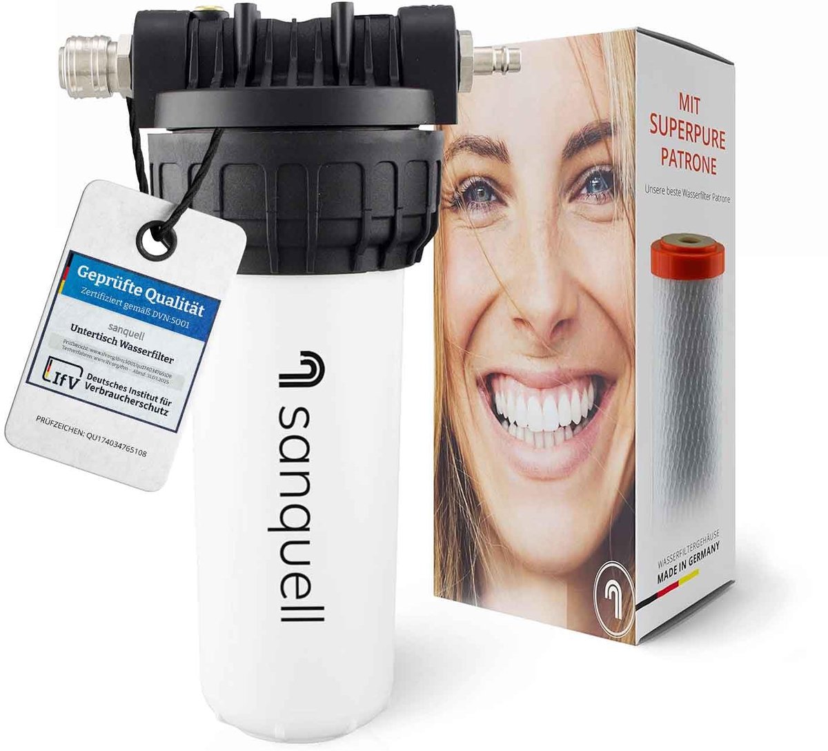 Waterfilter ondertafel, 8 l/min, verwijdert 100+ stoffen, hoge doorstroming, duurzaam design