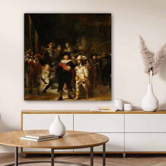 Peintures sur toile - La Nachtwacht - Peinture de Rembrandt van Rijn - 90x90 cm - Décoration murale