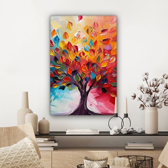 Peinture sur toile 60x90 cm - Décoration murale Arbre - Arbre de vie - Coloré - Abstrait - Décoration murale murale salon - Décoration chambre - Accessoires de chambre - Peintures