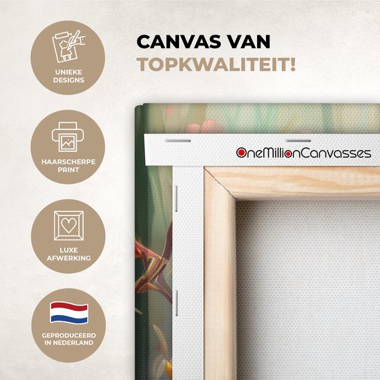 Peinture sur toile 60x40 cm - Décoration murale Martin-pêcheur - Fleur - Nature - Vogels - Fleurs - Décoration murale murale salon - Décoration chambre - Accessoires de chambre - Peintures