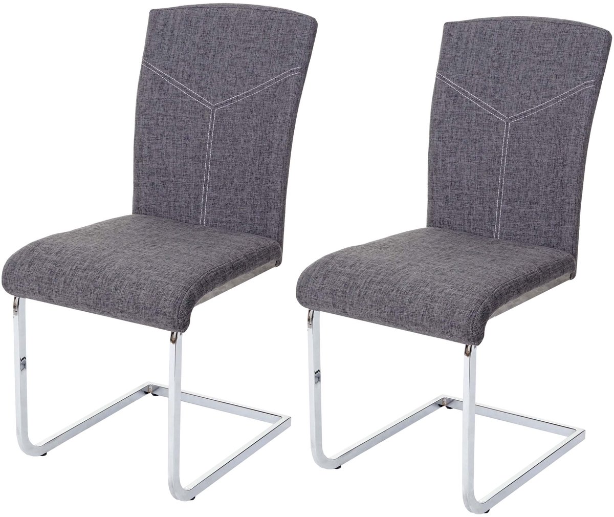 MCW Set van 2 eetkamerstoelen MCW-F36, vrijdragende keukenstoel conferentiestoel ~ stof/textiel, grijs