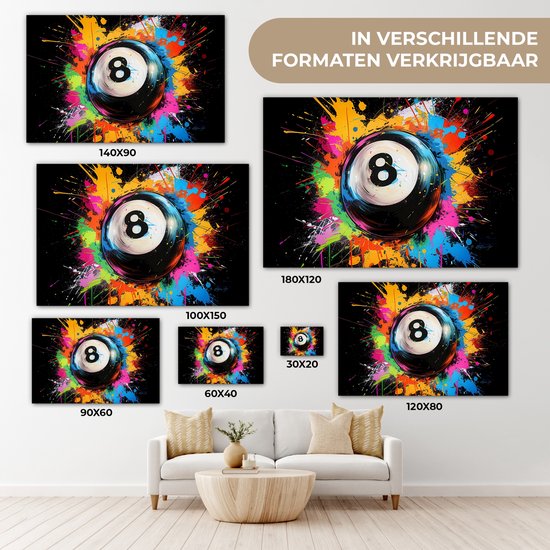 Peinture sur toile 90x60 cm - Décoration murale Graffiti - Sport - Boule de Pool - Billard - Décoration murale murale salon - Décoration chambre - Accessoires de chambre - Peintures