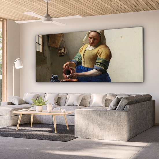 Peinture sur toile 200x100 cm - Décoration murale La Laitière - Peinture de Johannes Vermeer - Décoration murale murale salon - Décoration chambre - Accessoires chambre - Peintures sur toile