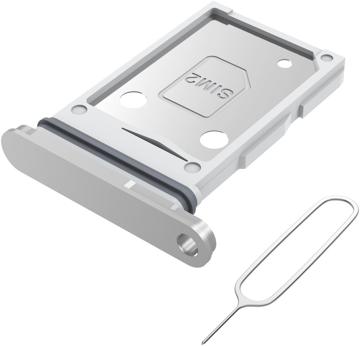 MMOBIEL Dual Simkaart Houder Geschikt voor Samsung Galaxy S25 Edge – Sim Card Tray - Dubbele Simkaarthouder Vervanging - Incl. Sim Pin en Waterdichte Rubberen Ring - Zilver