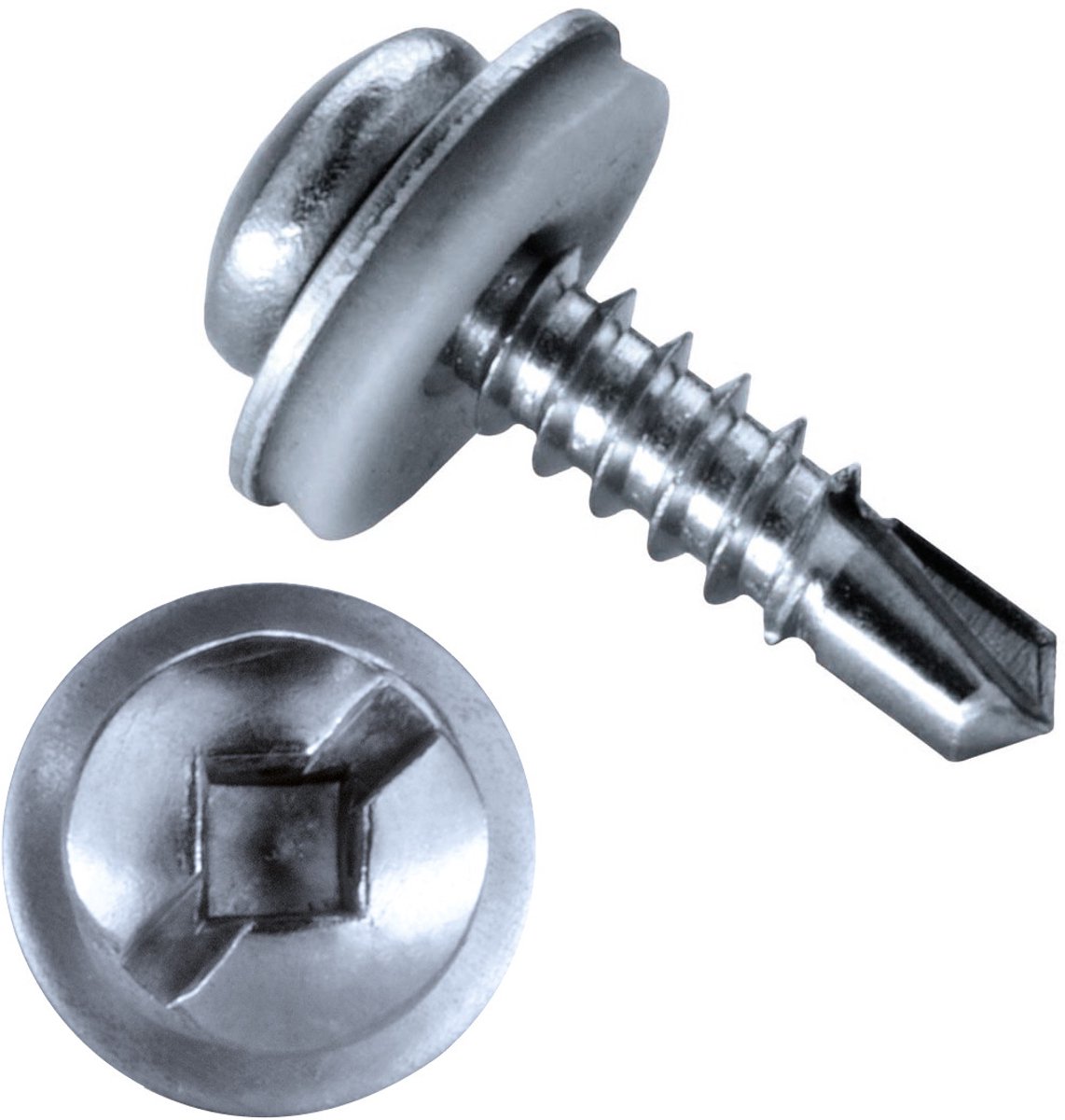 GOEBEL® - 500 x Bolkop boorschroeven (Ø x L) 4,2 x 16 mm RVS V2A / A2 (AISI 304/02) GOEBEL zilver GL met EPDM Ring DIN7504 SQ - Schroeven - 6991042160