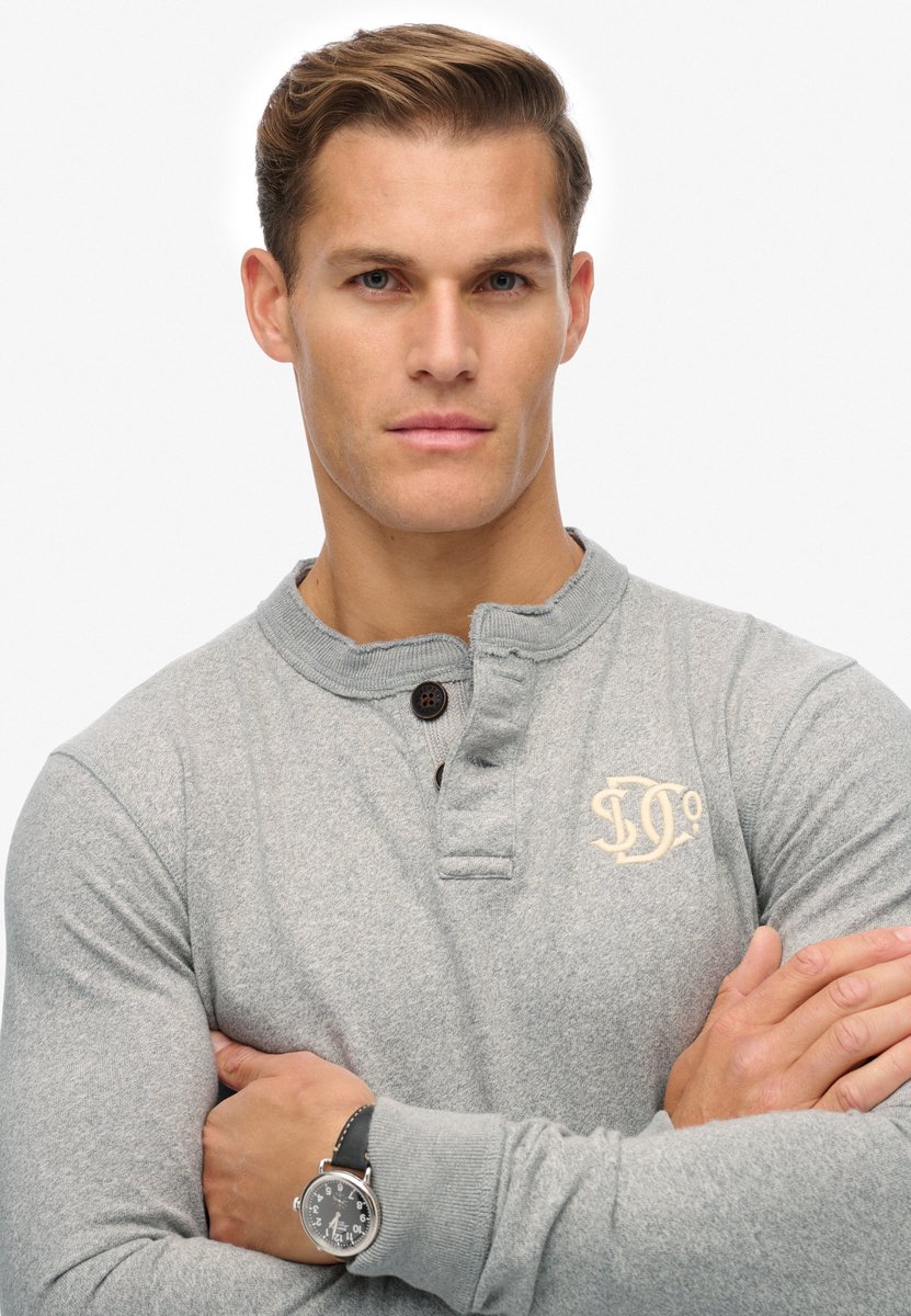 Superdry Vintage Athletic Grandad top Heren Tops Grijs