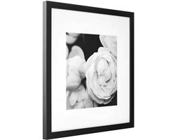 Vierkante Fotolijst Zwart - MDF Fotolijst Zwart 30x30 cm – Vierkante Wand Fotolijst met Passe-Partout 13x13 cm – Plexiglas – Moderne Fotokader