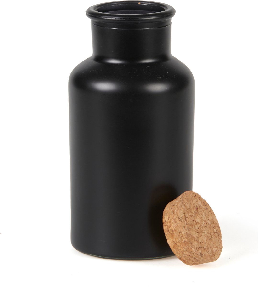 ARTYFETES - Matzwarte apothekersfles met kurken stop 17 cm 500 ml